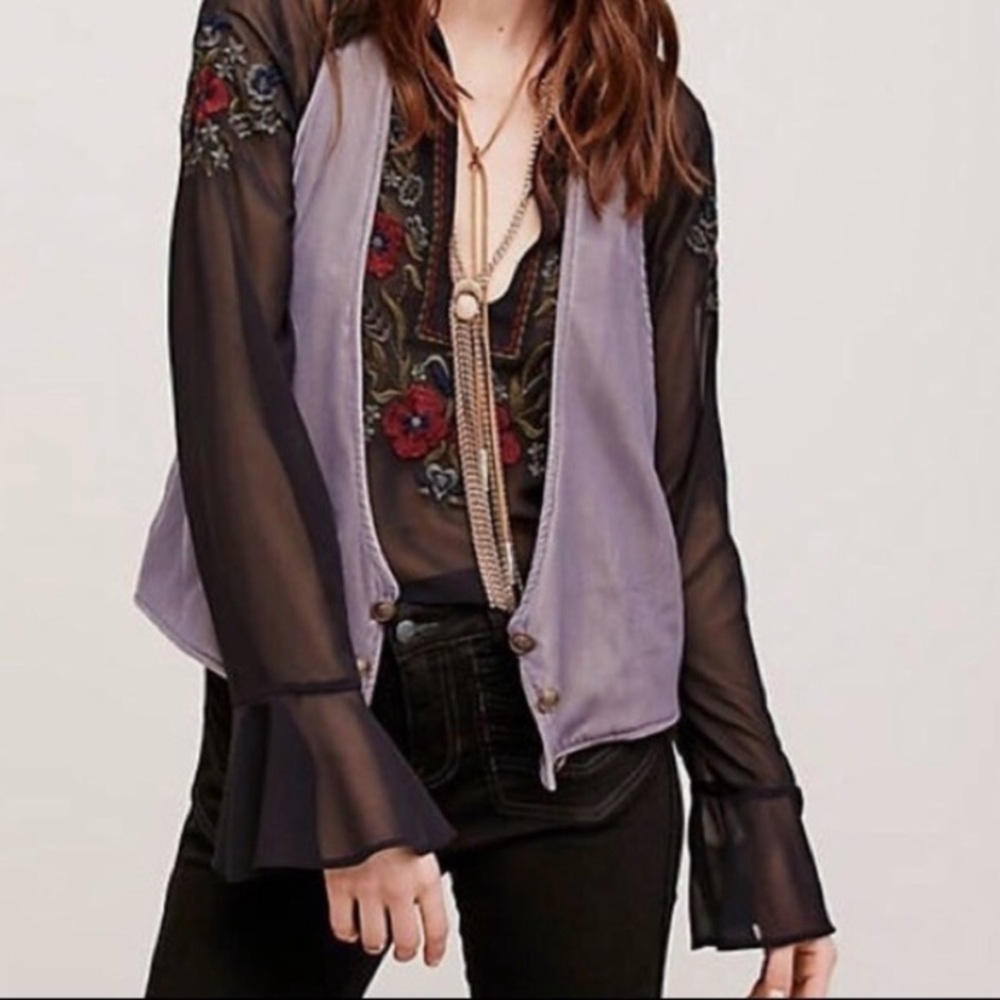 NWOT Free People Purple Velvet Vest Sz XS